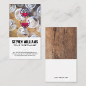 ワイングラスの上面 |レッドワインボトル注ぎ 名刺 (正面/裏面)