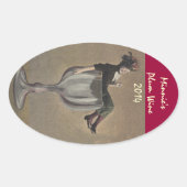 ワイングラスの可愛いステッカーレディーヴィンテージラベル 楕円形シール (正面)