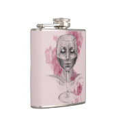 ワイングラスの女性顔シュールスケッチアート フラスク (右)