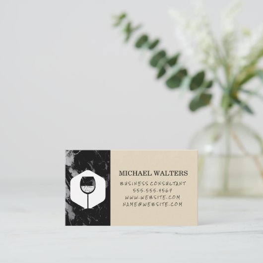 ワイングラスの泡のロゴ 名刺 (スタンド正面)