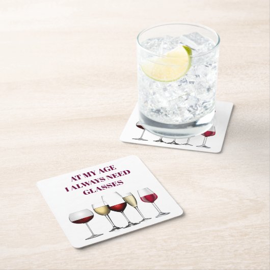 ワイングラスの表現 スクエアペーパーコースター (インサイチュ)