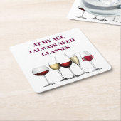 ワイングラスの表現 スクエアペーパーコースター (アングル)