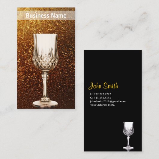 ワイングラスの金背景 名刺 (正面/裏面)