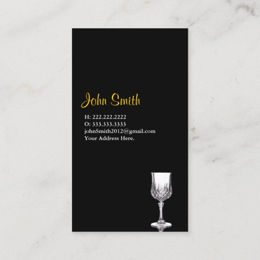 ワイングラスの金背景 名刺 (裏面)