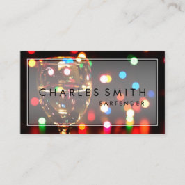 ワイングラスの《写真》ぼけ味のライトバーかバーテンダー 名刺