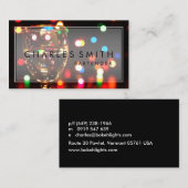 ワイングラスの《写真》ぼけ味のライトバーかバーテンダー 名刺 (正面/裏面)