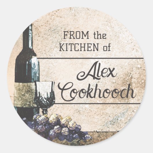 ワイングラスぶどうの包装ギフトラベルラベル ラウンドシール (正面)