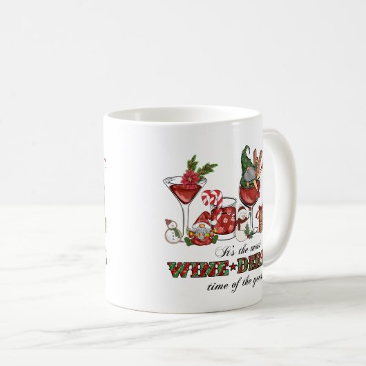 ワイングラスを持つキュートな北欧クリスマス格言 コーヒーマグカップ (正面右)