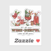 ワイングラスを持つキュートな北欧クリスマス格言 シール (シート)