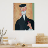 ワイングラスを持つフランス人の老人 ポスター (キッチン)