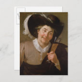 ワイングラスを持つ男のポートレート ポストカード (正面/裏面)