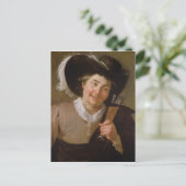 ワイングラスを持つ男のポートレート ポストカード (スタンド正面)