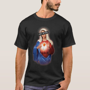 ワイングラスを持つ神聖なアペロリの母マリア Tシャツ