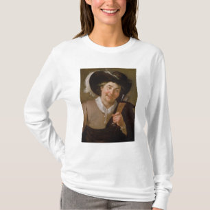 ワイングラスを握っている人のポートレート Tシャツ