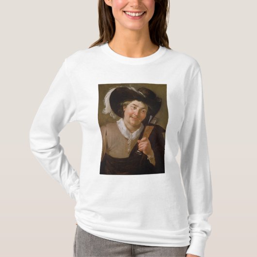 ワイングラスを握っている人のポートレート Tシャツ (正面)