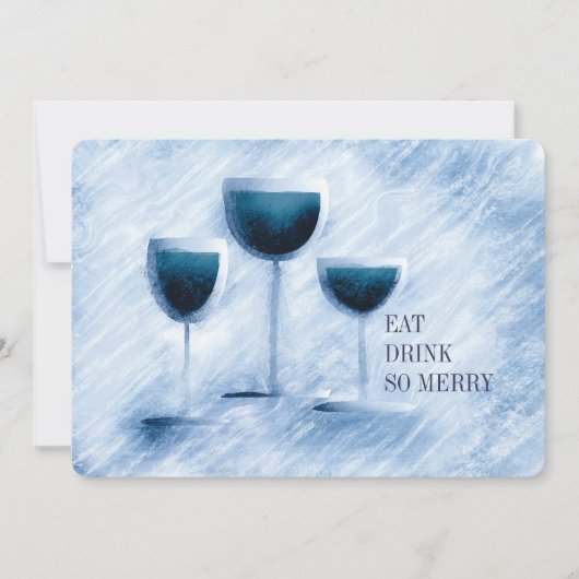 ワイングラスグルメフードクリスマスディナーパーティー シーズンカード (正面)