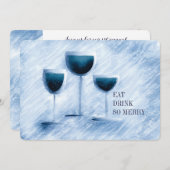 ワイングラスグルメフードクリスマスディナーパーティー シーズンカード (正面/裏面)