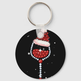 ワイングラスサンタハットクリスマスワインラバーギフト キーホルダー