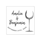 ワイングラスタイポグラフィカップルの名前ウェディング ラバースタンプ (インプリント)