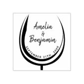 ワイングラスタイポグラフィカップルの名結婚前 ラバースタンプ (インプリント)