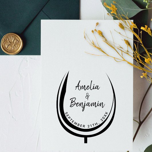 ワイングラスタイポグラフィカップルの名結婚前 ラバースタンプ