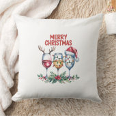 ワイングラスデザインメリークリスマス クッション (ブランケット)