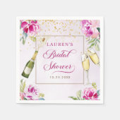 ワイングラスフローラブライダルシャワー スタンダードカクテルナプキン (正面)