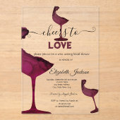 ワイングラスフローラブルゴーニュブライダルシャワー アクリル招待状 (正面)