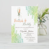 ワイングラスボトルグリーンドリップスブランチ&バブリー 招待状 (スタンド正面)