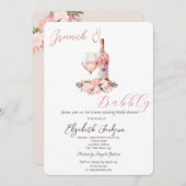 ワイングラスボトルバラブランチ&バブリー 招待状 (正面/裏面)