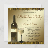 ワイングラスボトルブラック金ゴールド65th誕生日パーティー 招待状 (裏面)