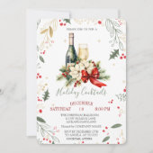 ワイングラスボトルポインセティアボーカンパニークリスマス 招待状 (正面)