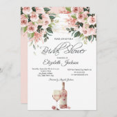 ワイングラスボトルライトバラブライダルシャワー 招待状 (正面/裏面)