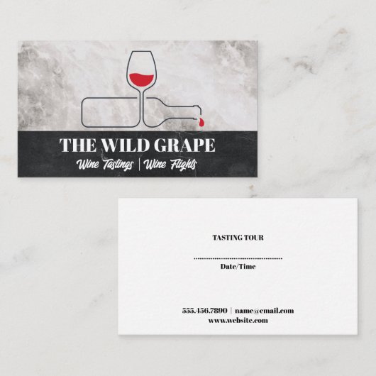 ワイングラスボトルラインアート |大理石 名刺 (正面/裏面)