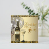 ワイングラスボトル任意の数の誕生日パーティー 招待状 (スタンド正面)