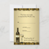 ワイングラスボトル金ゴールド50th誕生日パーティーRSVP 出欠カード (裏面)