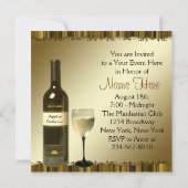 ワイングラスボトル金ゴールド65th誕生日パーティー 招待状 (裏面)