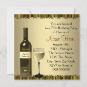 ワイングラスボトル金ゴールド75thバースデーパーティー 招待状 (裏面)
