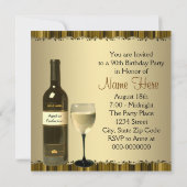ワイングラスボトル金ゴールド90th誕生日パーティー 招待状 (裏面)