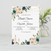 ワイングラスライトブルーバラブライダルシャワー 招待状 (スタンド正面)