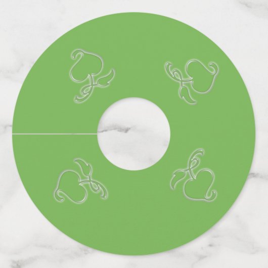 ワイングラスラベル – ハート形葉の ワイングラスタグ (正面)