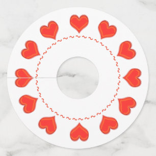 ワイングラスラベル-赤いハート ワイングラスタグ