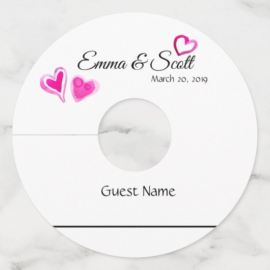 ワイングラスラベルIDマーカー紙結婚の ワイングラスタグ (正面)