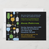 ワイングラスリタイアメントパーティの招待状 招待状 (正面)