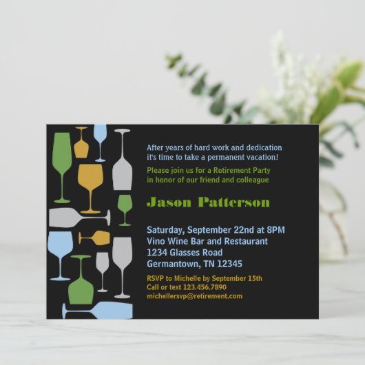 ワイングラスリタイアメントパーティの招待状 招待状 (スタンド正面)