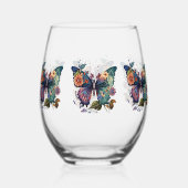 ワイングラスレトロ蝶と花 ステムなしワイングラス (裏面)