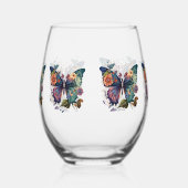 ワイングラスレトロ蝶と花 ステムなしワイングラス (左)