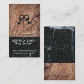ワイングラス乾杯 | ブラックマーブル | ウッド 名刺 (正面/裏面)