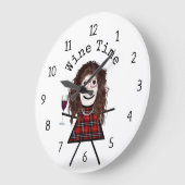 ワイングラス付きスティックガール ラージ壁時計 (傾斜)