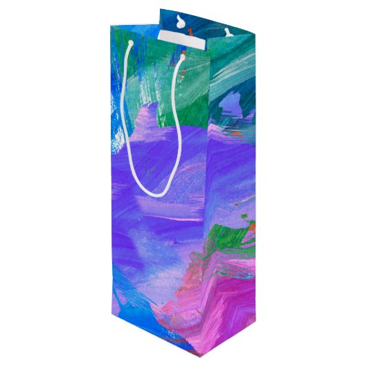 ワイングラス付き水色抽象芸術 ワインギフトバッグ (裏面アングル)